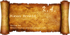 Kunos Arnold névjegykártya